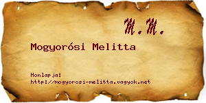 Mogyorósi Melitta névjegykártya